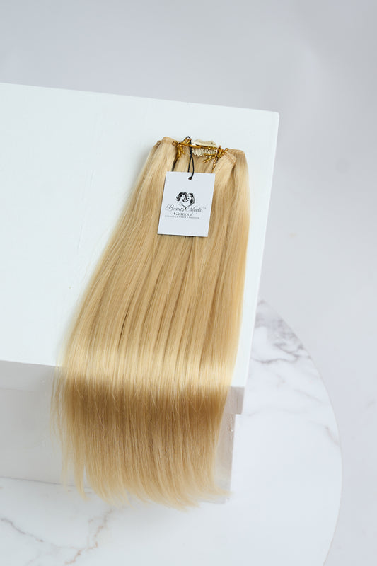 Premium blonde Raw virgin Human hair CLIP - INS SET ( 7 pieces )